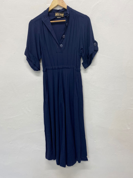 Fabulous vintage Lee Bender at Bus Stop classic fit & Flare Dress Uk8 Navy Blue BT00