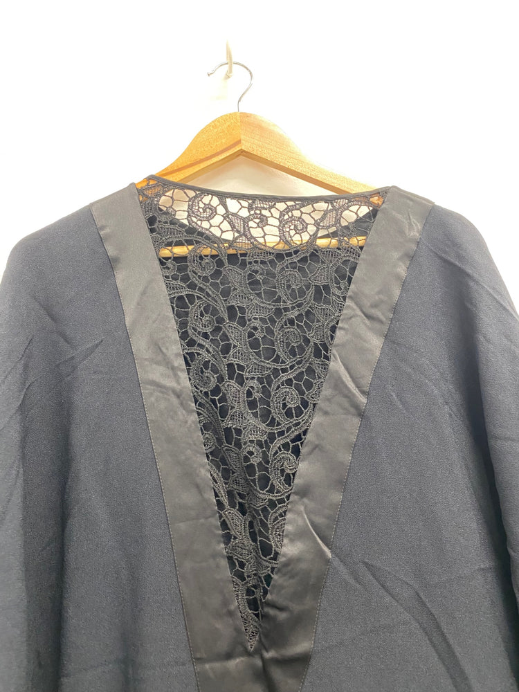 Fabulous Viola Dress UK 14 Black Broderie midi vintage LJ446