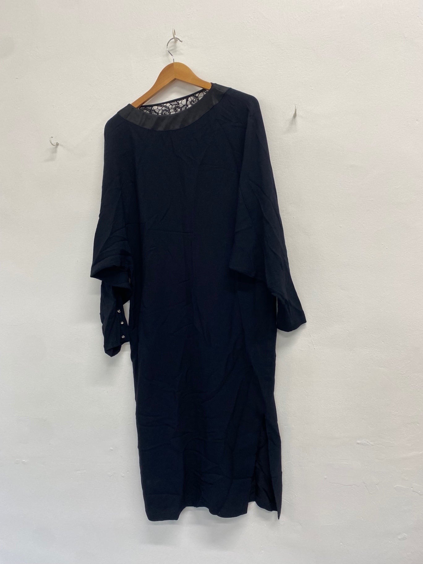 Fabulous Viola Dress UK 14 Black Broderie midi vintage LJ446