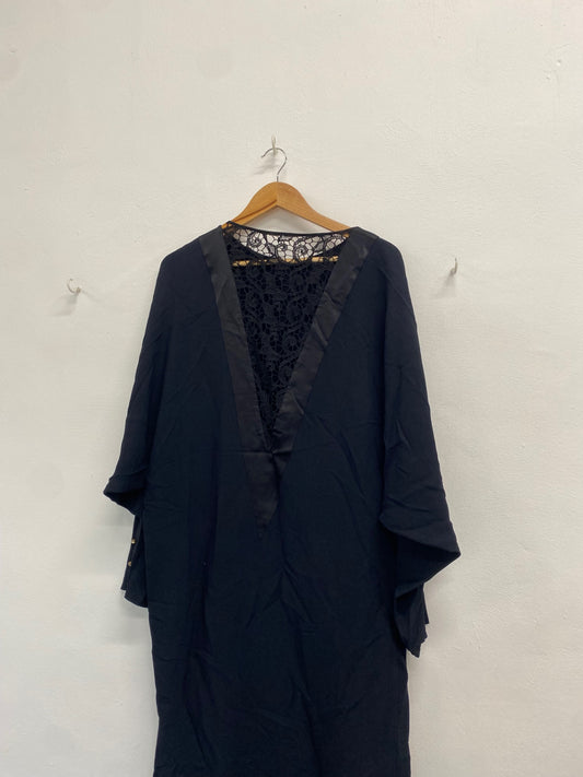 Fabulous Viola Dress UK 14 Black Broderie midi vintage LJ446