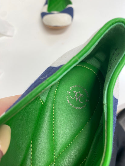 Fabulous Johnston & Murphy Ballet Flats UK 7 Navy Blue and White MW001