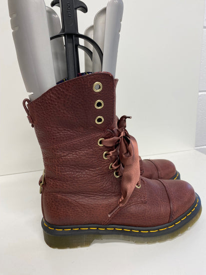 Fabulous Dr Martens AiMilitia blood brown Boots UK6.5 ribbon stunning LJ446