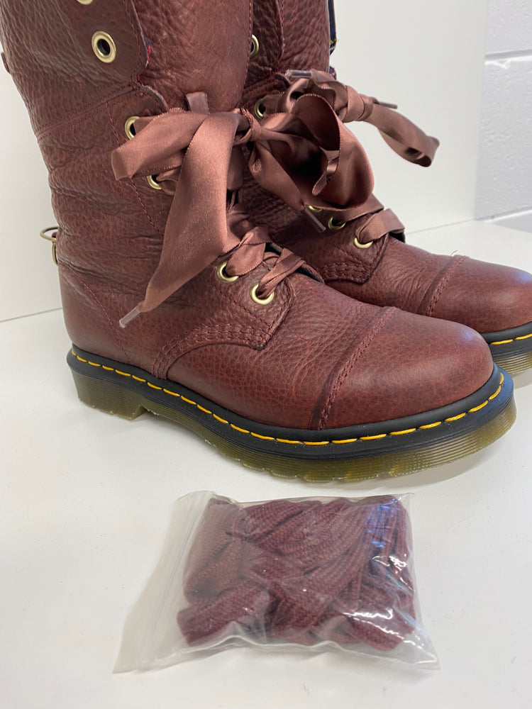 Fabulous Dr Martens AiMilitia blood brown Boots UK6.5 ribbon stunning LJ446