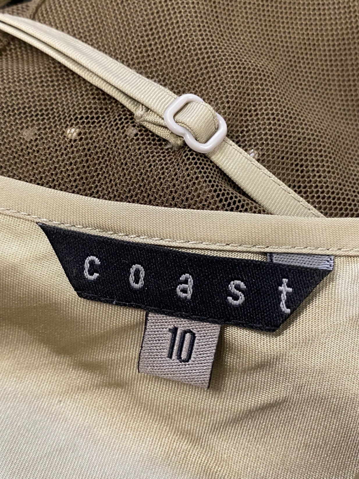 Fabulous Coast y2k Dress Uk 10 Olive Green vintage beaded over layer TM447