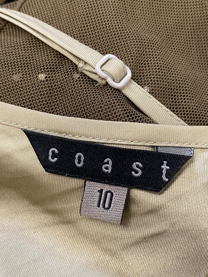 Fabulous Coast y2k Dress Uk 10 Olive Green vintage beaded over layer TM447