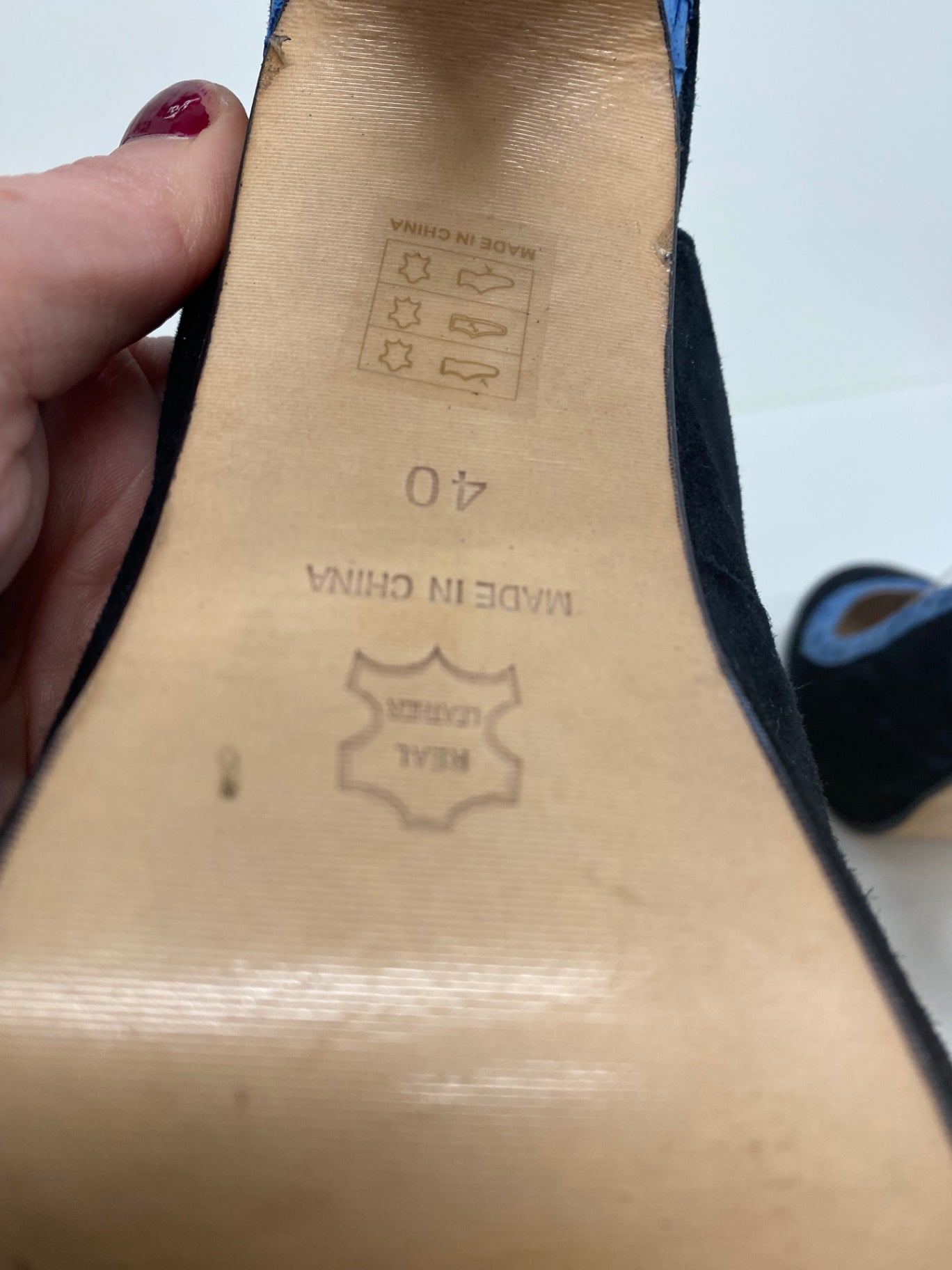 Fabulous REISS velvet platform slingback heels Uk7 Black & snakeskin blue CM061