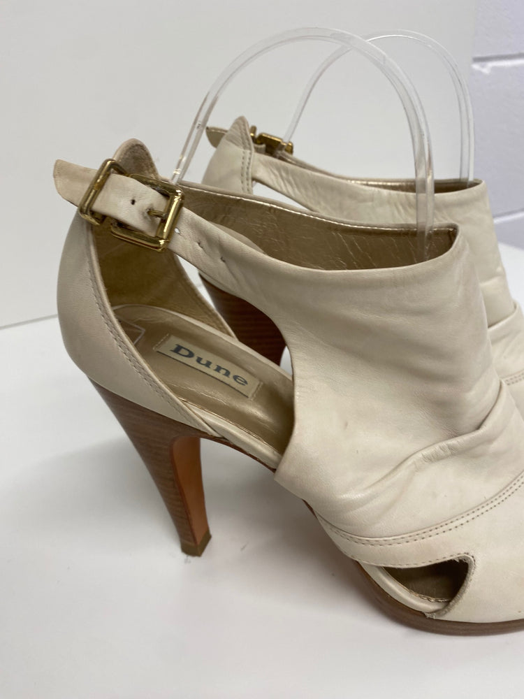 Fabulous Dune leather high heel summer peep toe Uk7 Cream leather CM061
