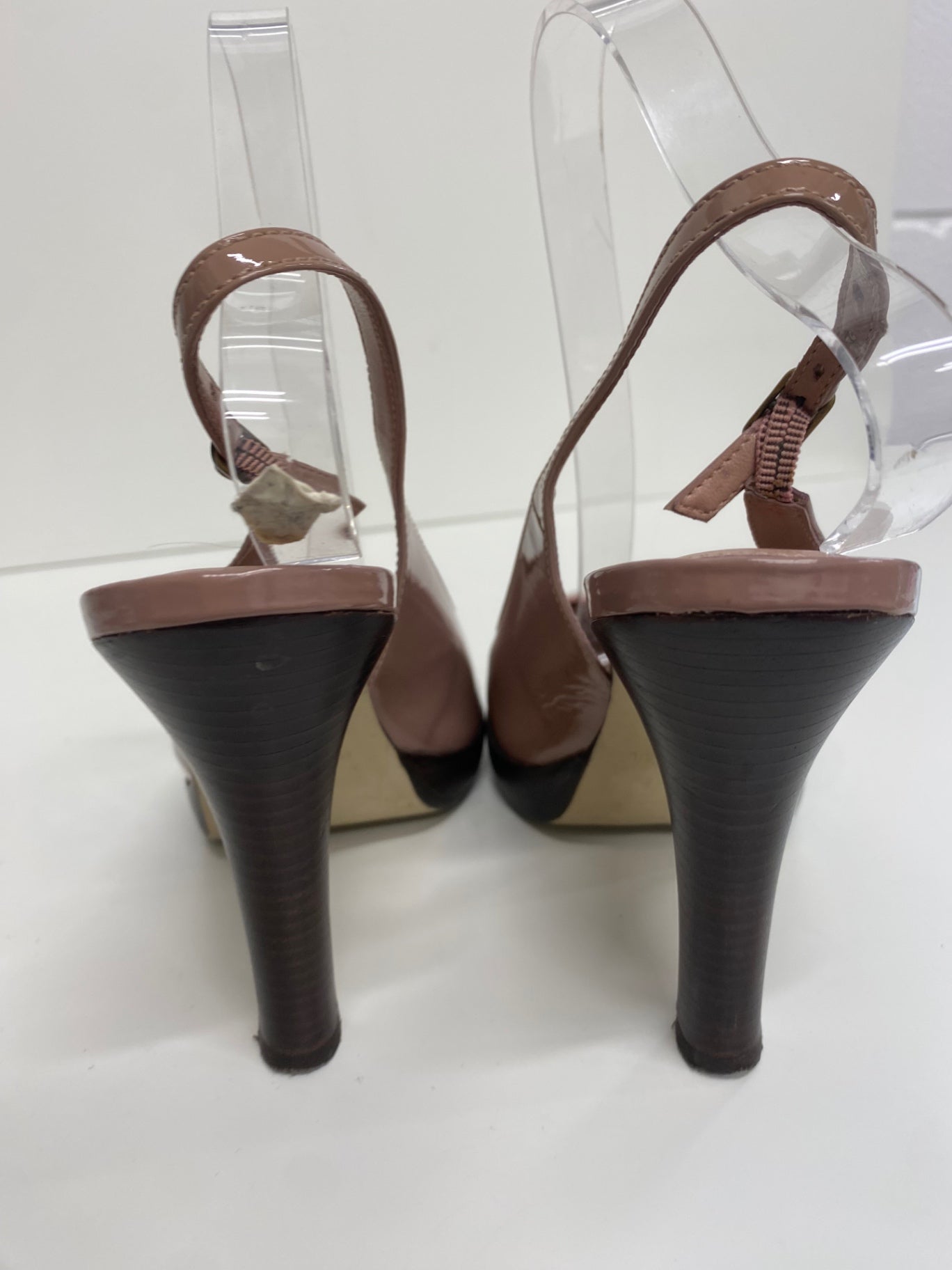 Fabulous Carvela Sling back patent leather heels Uk7 Mauve Occasion CM061