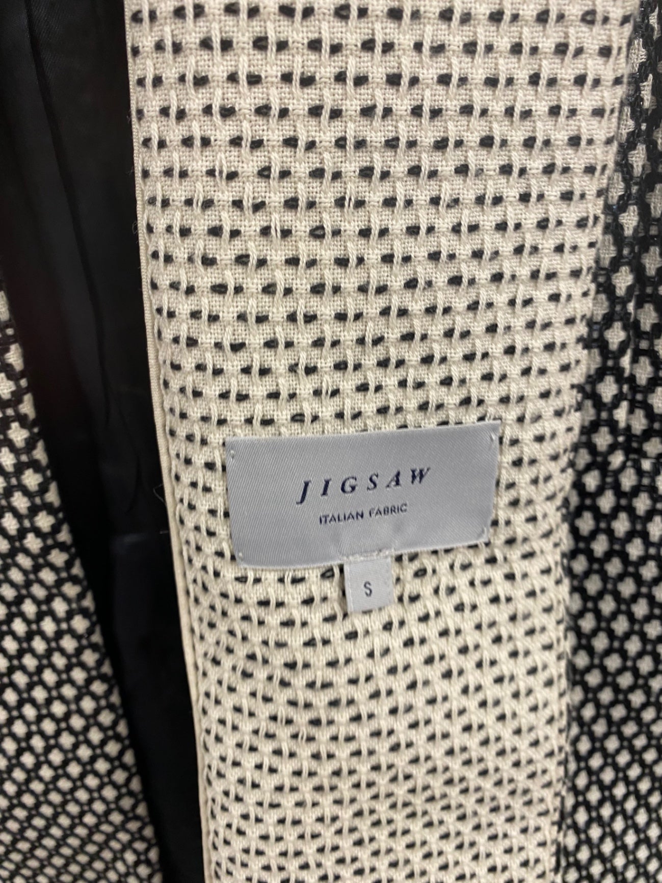 Fabulous Jigsaw Black & Cream Textured Coat UK S CM061