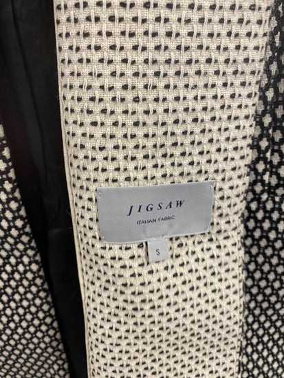 Fabulous Jigsaw Black & Cream Textured Coat UK S CM061