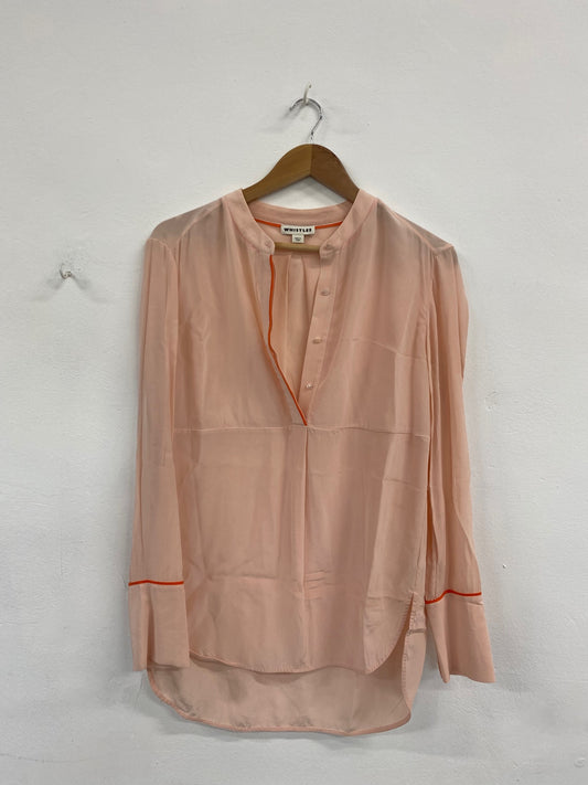 Fabulous WHISTLES Pink Peach Silk Shirt UK10 CM061