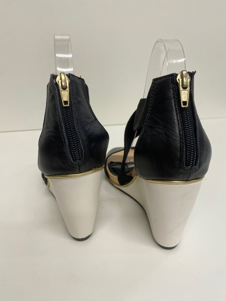 Fabulous Dune wedge Heeled bandageSandals Uk7 Black leather CM061