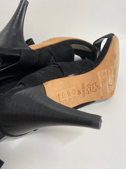 Fabulous Reiss peep toe boho boot Sandals Uk7 Black Strappy captain CM061