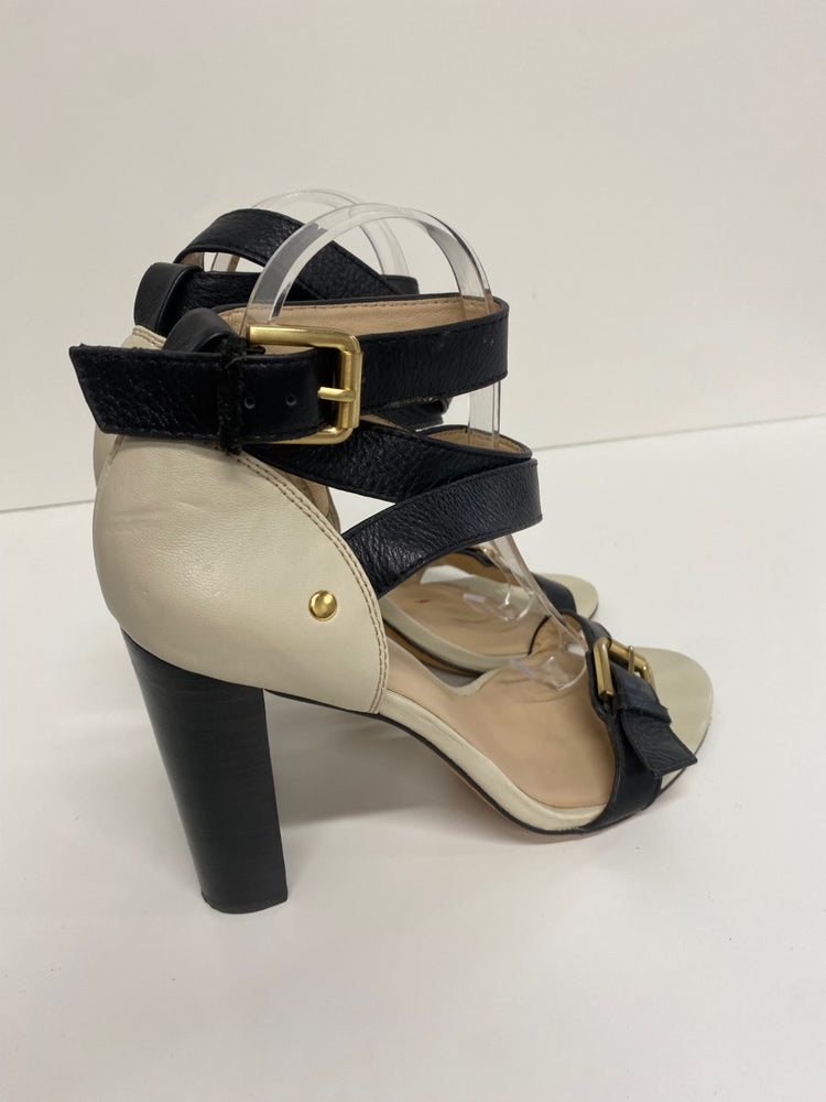 Fabulous Reiss Heeled Sandals long ankle straps  Uk7 Cream & Black CM061