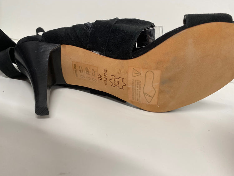 Fabulous Reiss peep toe boho boot Sandals Uk7 Black Strappy captain CM061