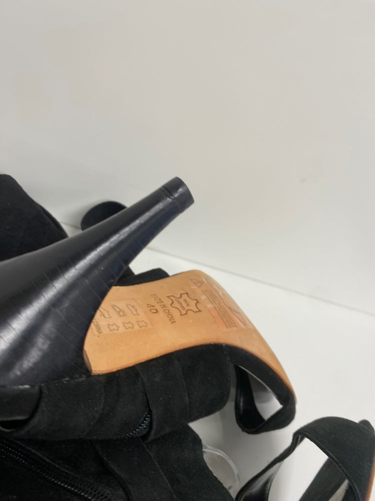 Fabulous Reiss peep toe boho boot Sandals Uk7 Black Strappy captain CM061