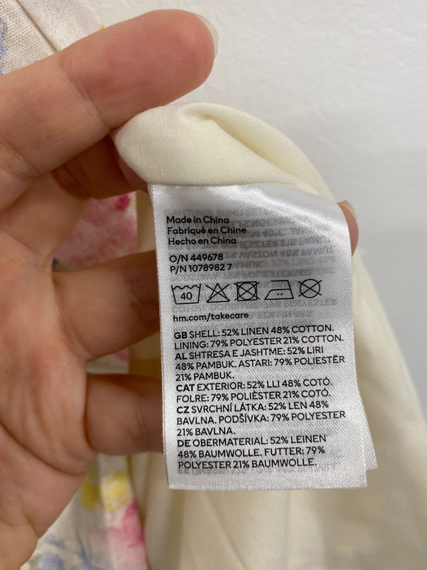 Fabulous H&M Cream Watercolour Floral Linen Blend Midi Dress UK S CM061