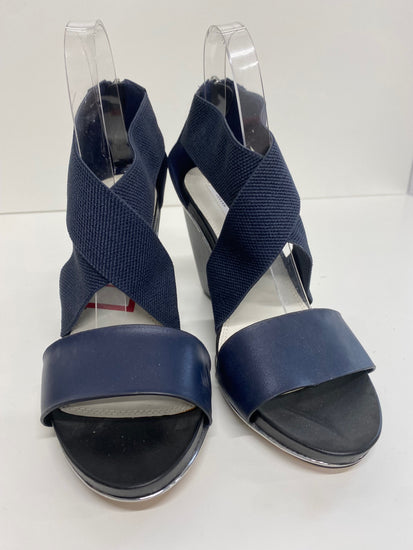 Fabulous Dune Leather Wedge Sandals Uk7 Navy blue CM061