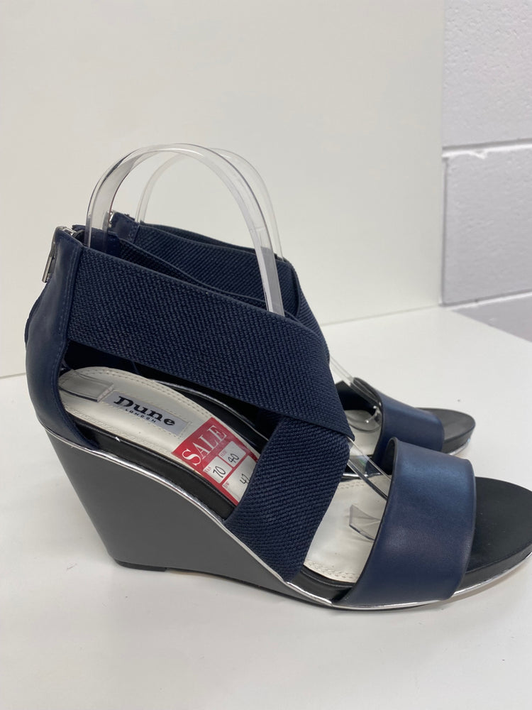 Fabulous Dune Leather Wedge Sandals Uk7 Navy blue CM061