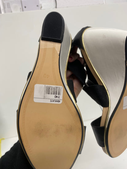 Fabulous Dune wedge Heeled bandageSandals Uk7 Black leather CM061