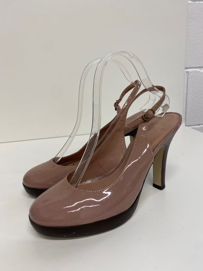Fabulous Carvela Sling back patent leather heels Uk7 Mauve Occasion CM061