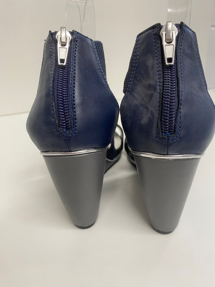 Fabulous Dune Leather Wedge Sandals Uk7 Navy blue CM061