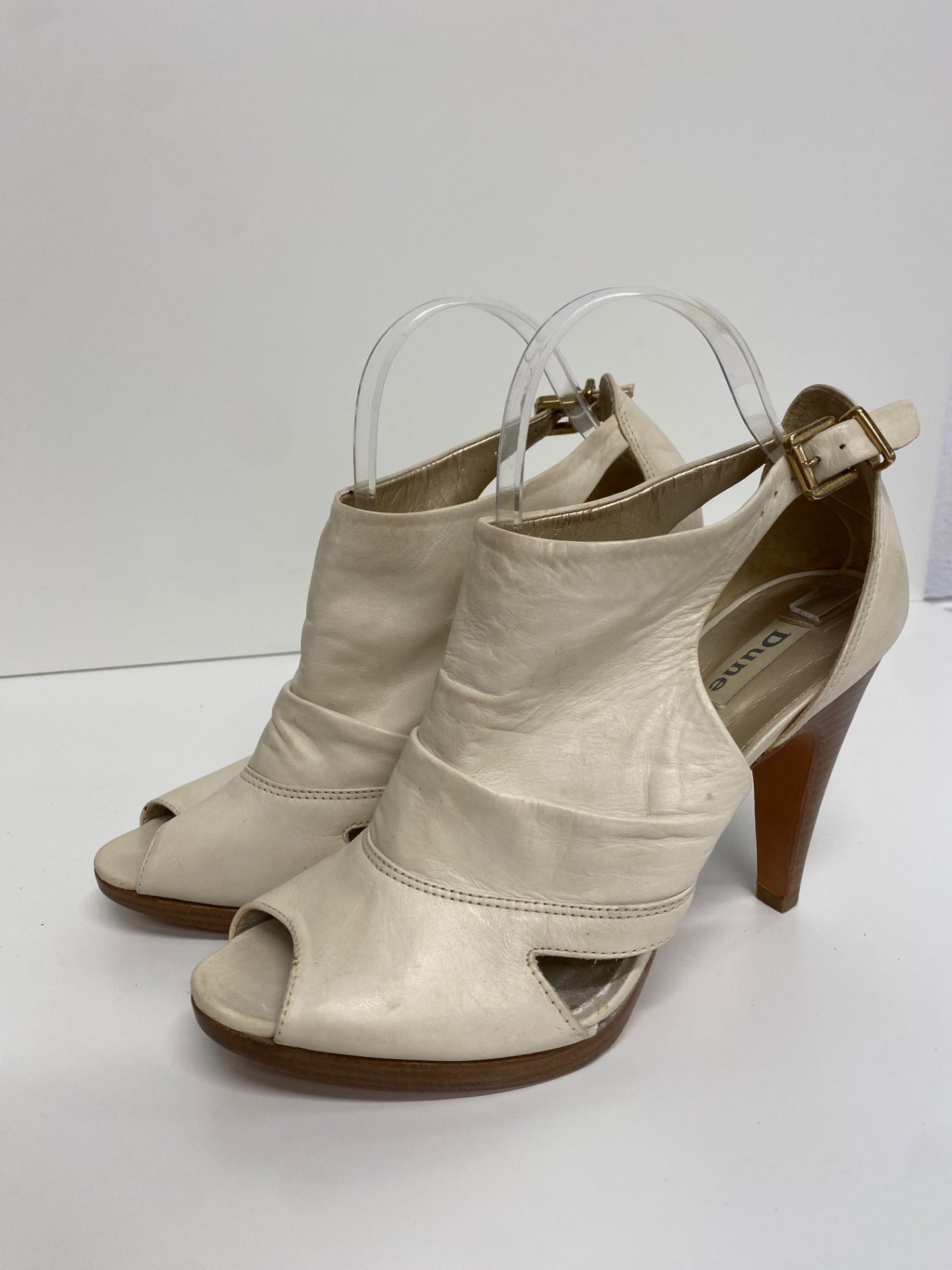 Fabulous Dune leather high heel summer peep toe Uk7 Cream leather CM061