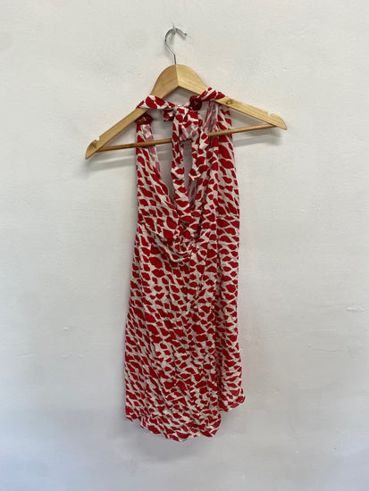 Fabulous Adriana Degrees Pool cover dress halter neck UK M Red kiss pattern LG005