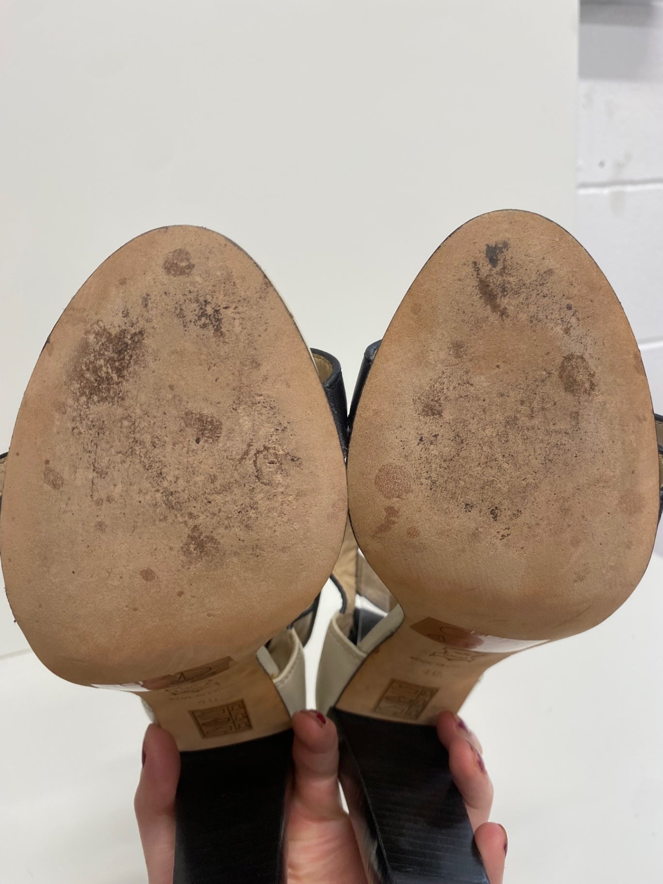 Fabulous Reiss Heeled Sandals long ankle straps  Uk7 Cream & Black CM061