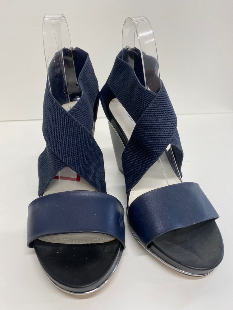 Fabulous Dune Leather Wedge Sandals Uk7 Navy blue CM061