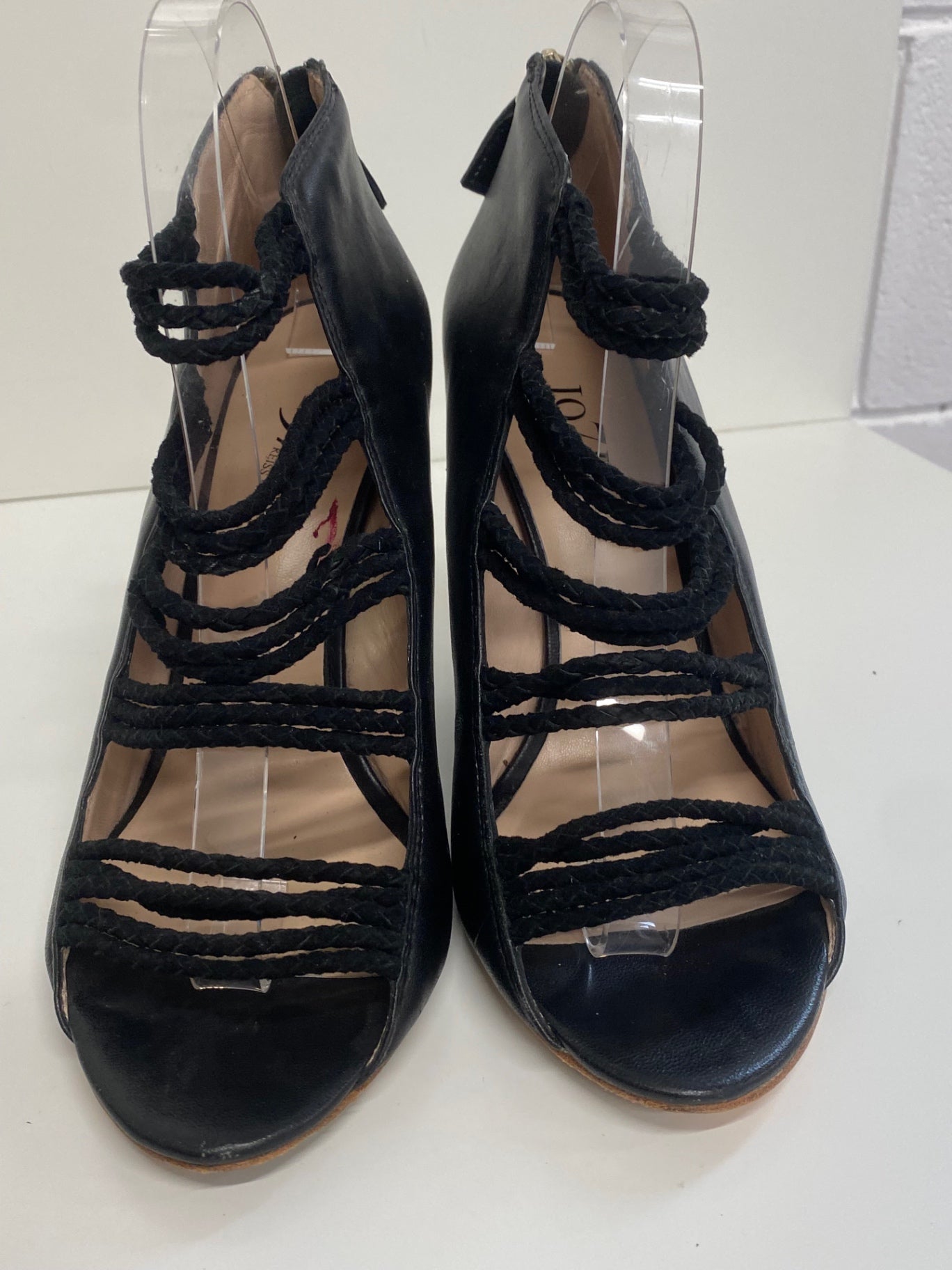 Fabulous Reiss 1971 wedge high Sandals Uk7 Black Leather & Suede CM061