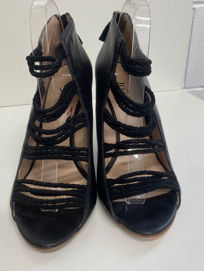 Fabulous Reiss 1971 wedge high Sandals Uk7 Black Leather & Suede CM061