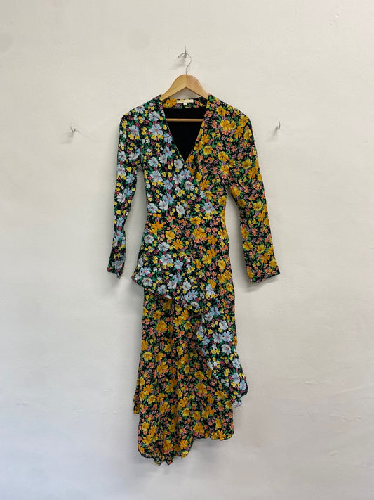 Fabulous Maje Dress UK S Multicolor floral summer asymmetrical FC001