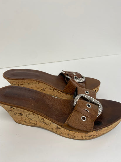 Fabulous Russell & Bromley mule Sandals Uk7 Brown With Buckle CM061