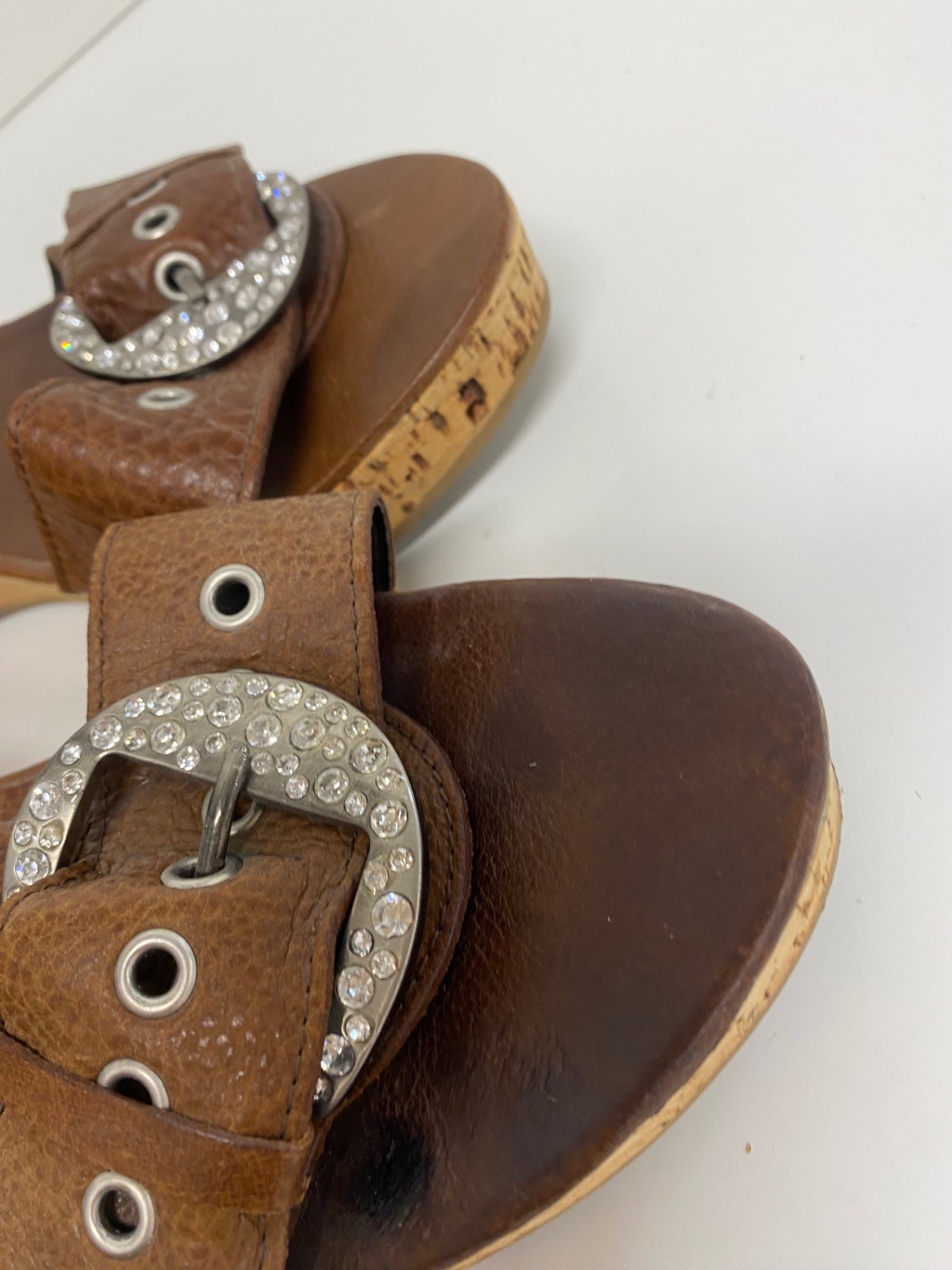 Fabulous Russell & Bromley mule Sandals Uk7 Brown With Buckle CM061