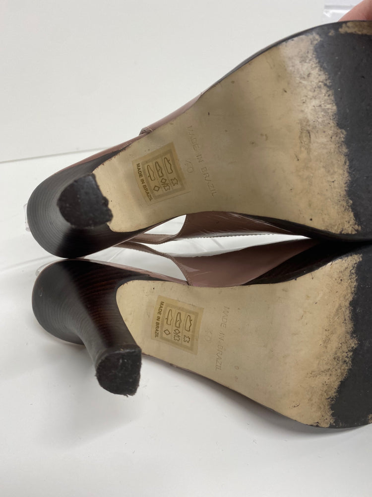 Fabulous Carvela Sling back patent leather heels Uk7 Mauve Occasion CM061