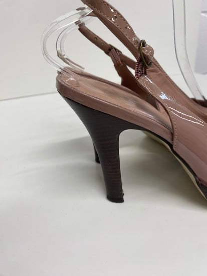 Fabulous Carvela Sling back patent leather heels Uk7 Mauve Occasion CM061