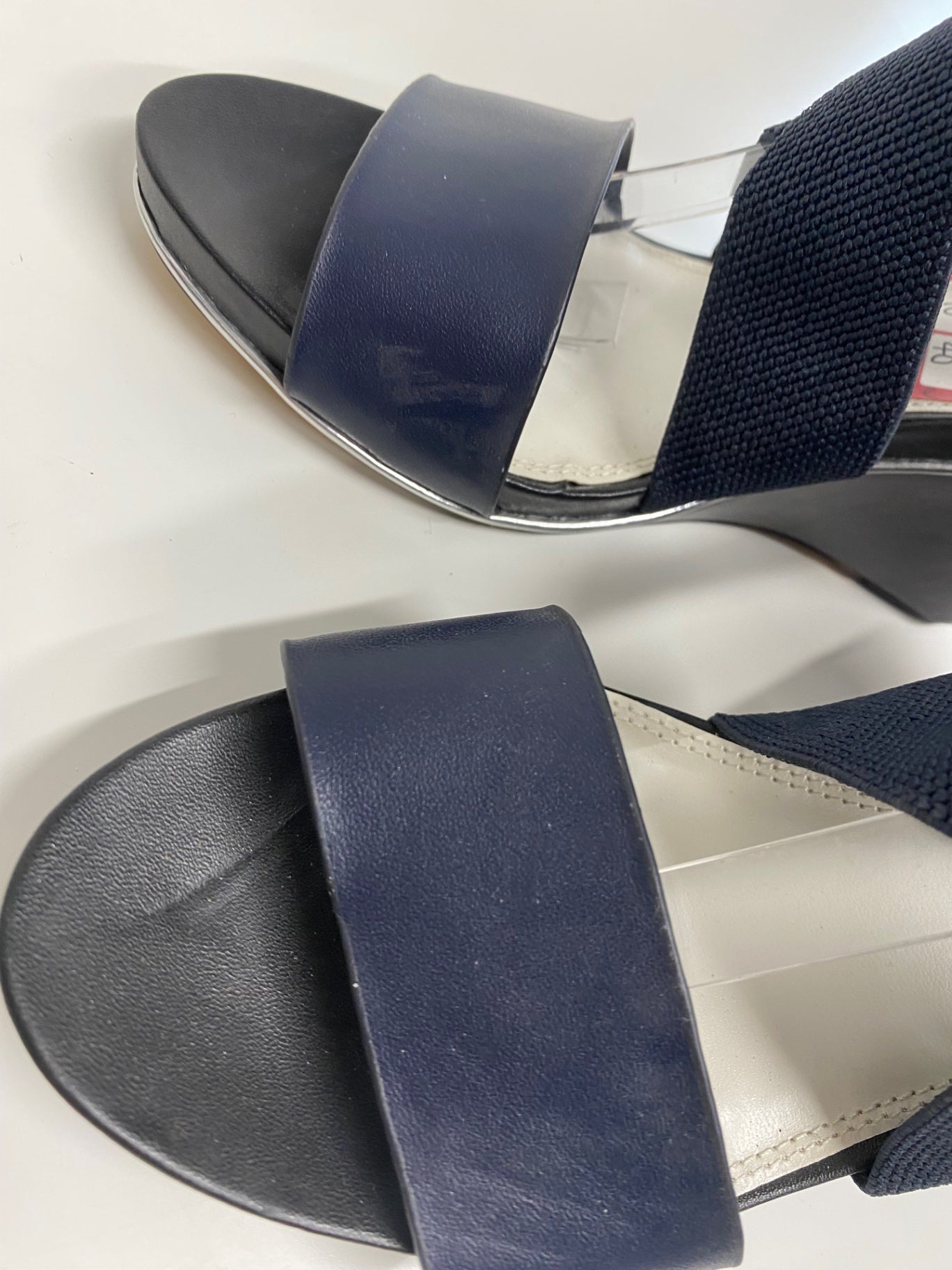 Fabulous Dune Leather Wedge Sandals Uk7 Navy blue CM061