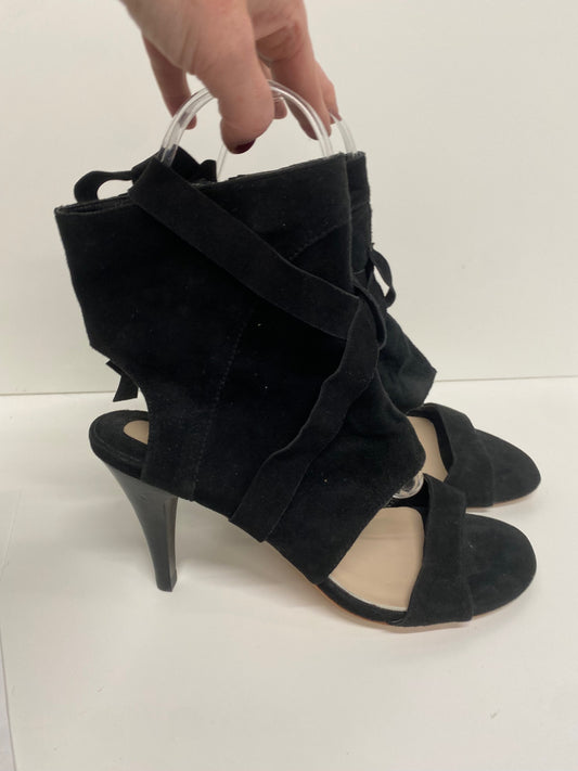 Fabulous Reiss peep toe boho boot Sandals Uk7 Black Strappy captain CM061