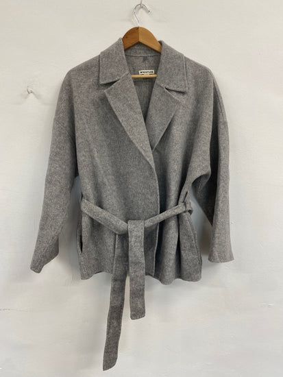 Fabulous Whistles Grey Wool Blend Belted Coat UK S CM061