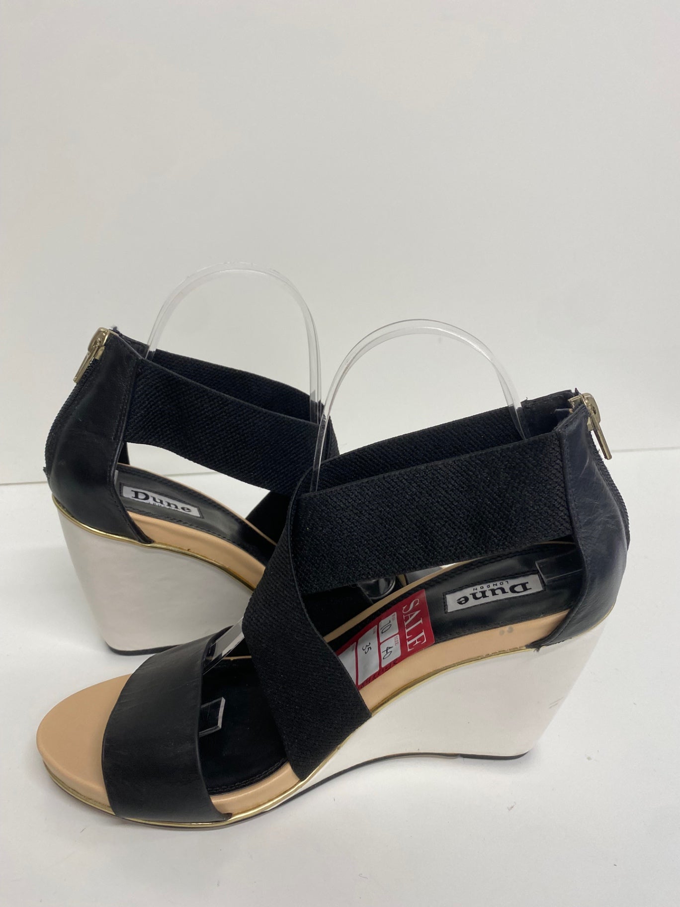 Fabulous Dune wedge Heeled bandageSandals Uk7 Black leather CM061