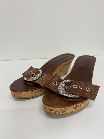 Fabulous Russell & Bromley mule Sandals Uk7 Brown With Buckle CM061