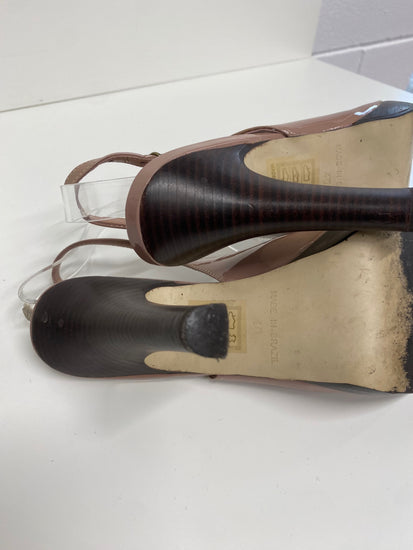 Fabulous Carvela Sling back patent leather heels Uk7 Mauve Occasion CM061