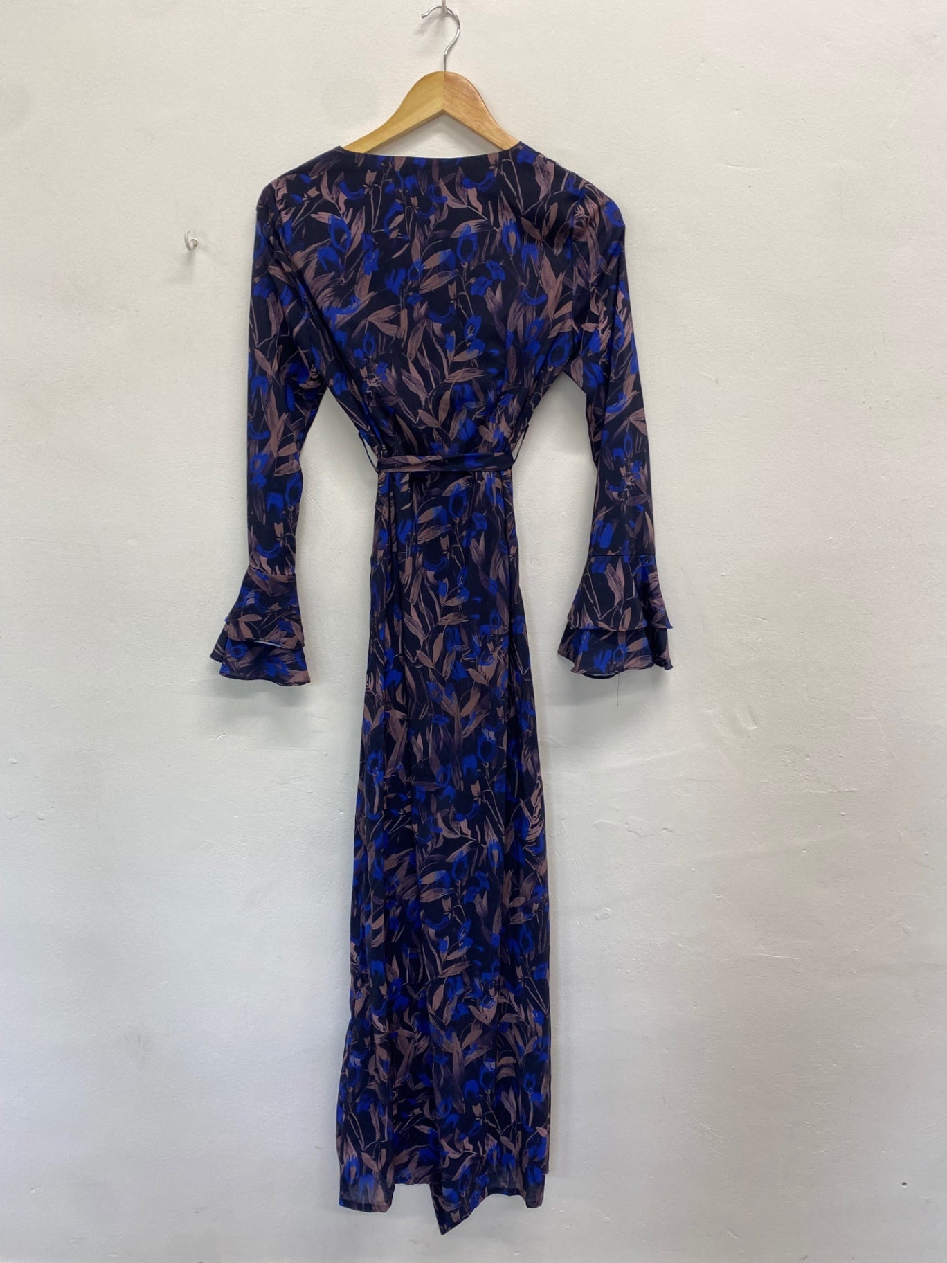 Fabulous Anne Louise boutique Midi Dress UK 8 Blue purple botanical FH003