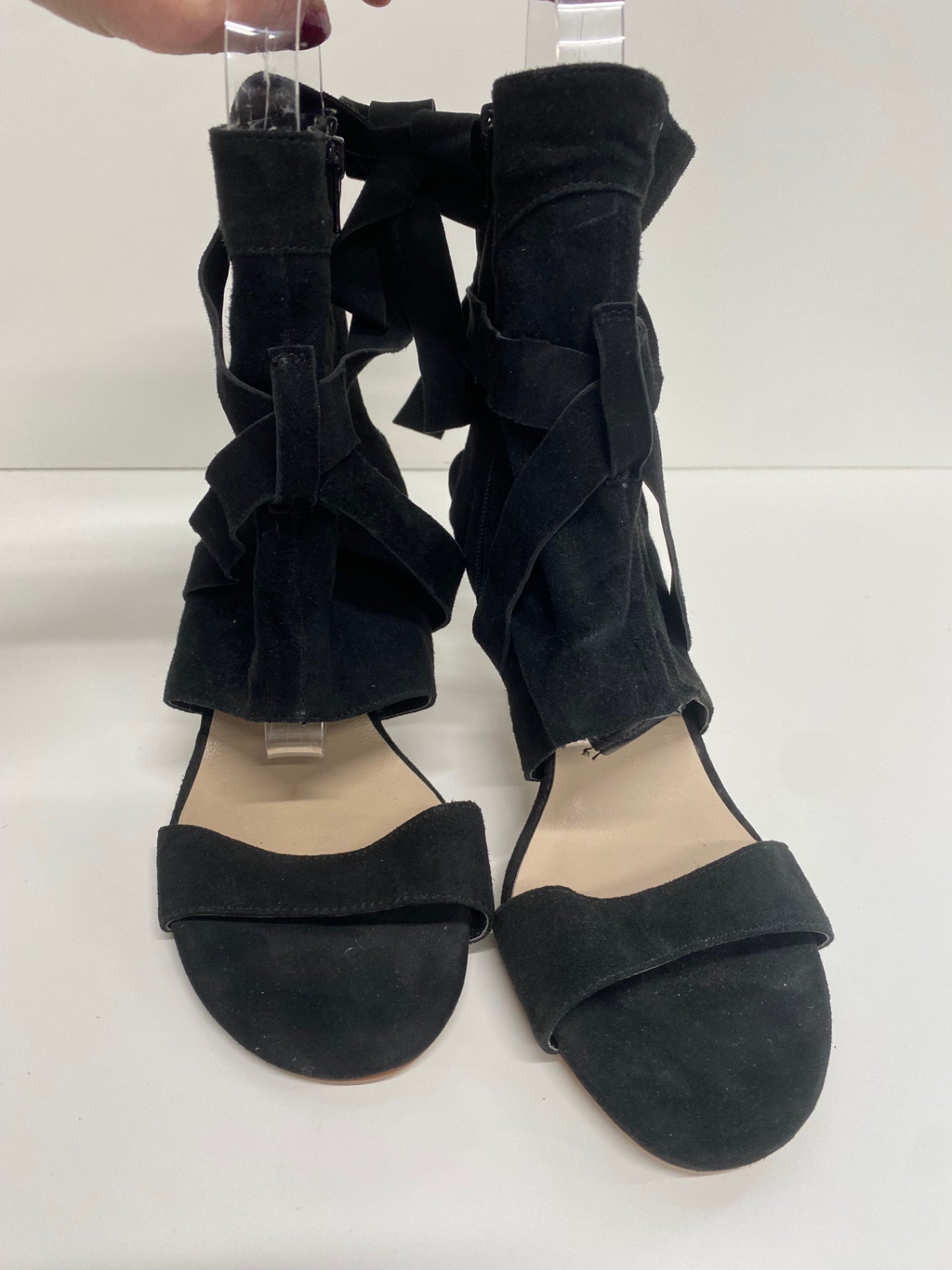 Fabulous Reiss peep toe boho boot Sandals Uk7 Black Strappy captain CM061