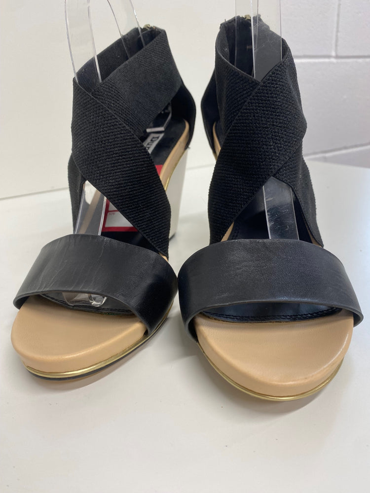 Fabulous Dune wedge Heeled bandageSandals Uk7 Black leather CM061