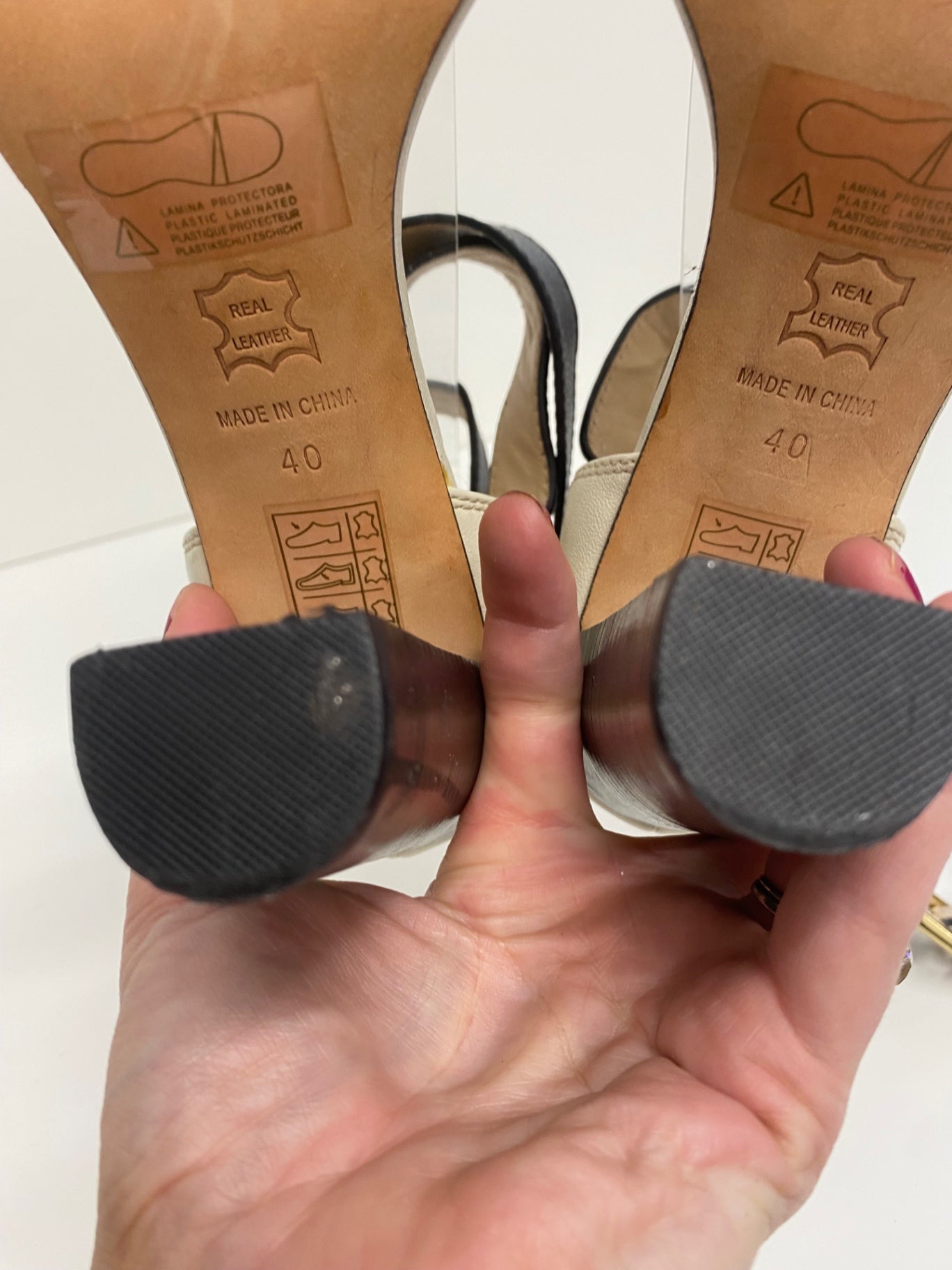 Fabulous Reiss Heeled Sandals long ankle straps  Uk7 Cream & Black CM061