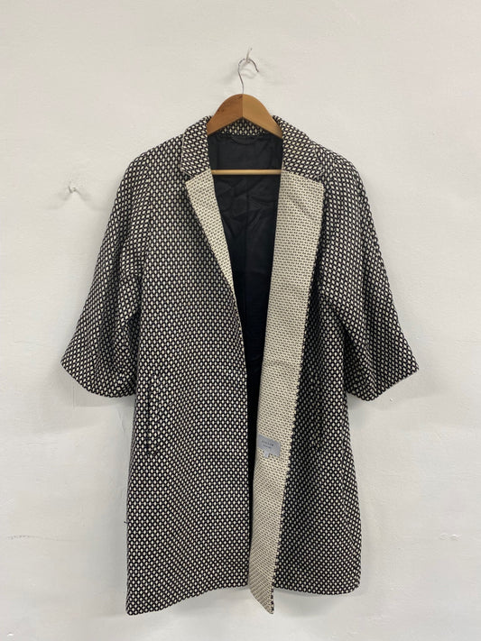 Fabulous Jigsaw Black & Cream Textured Coat UK S CM061
