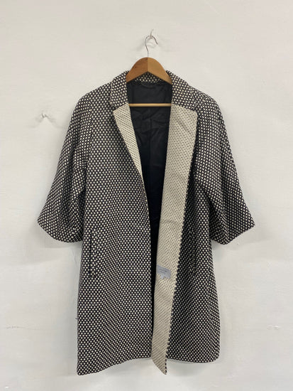 Fabulous Jigsaw Black & Cream Textured Coat UK S CM061
