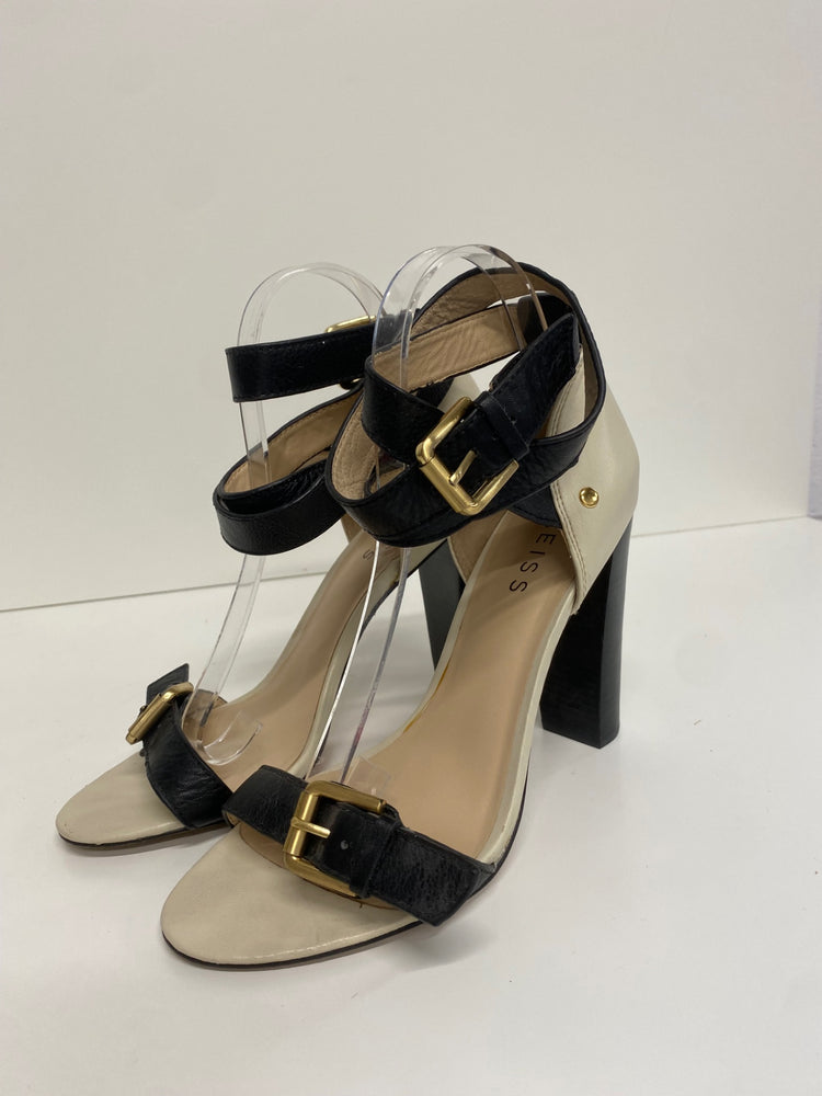 Fabulous Reiss Heeled Sandals long ankle straps  Uk7 Cream & Black CM061